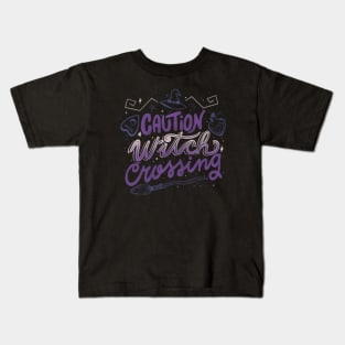 Caution Witch Crossing by Tobe Fonseca Kids T-Shirt